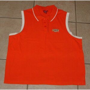 Orange Sz XL Sleeveless OSU OKLAHOMA STATE COWBOYS Cotton Polo Shirt RED OAK